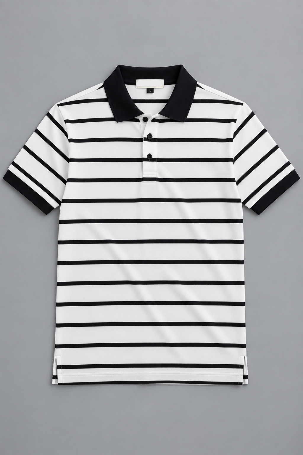 Black Stripes Black Collar Polo