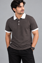 Brown With White Collar Polo