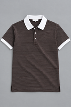 Brown With White Collar Polo