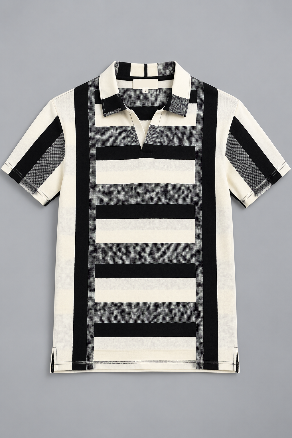 Cream & Black Stripe Polo Secondary image