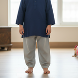 GREY SMALL DOTS PRINTED COTTON PAJAMA