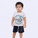 GREY SAILOR PRINT WITH SHORTS COTTON JERSY FABRIC BABA SUIT