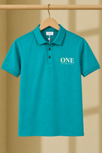 Teal Green Fabric: Cotton Piqué Polo For Mens