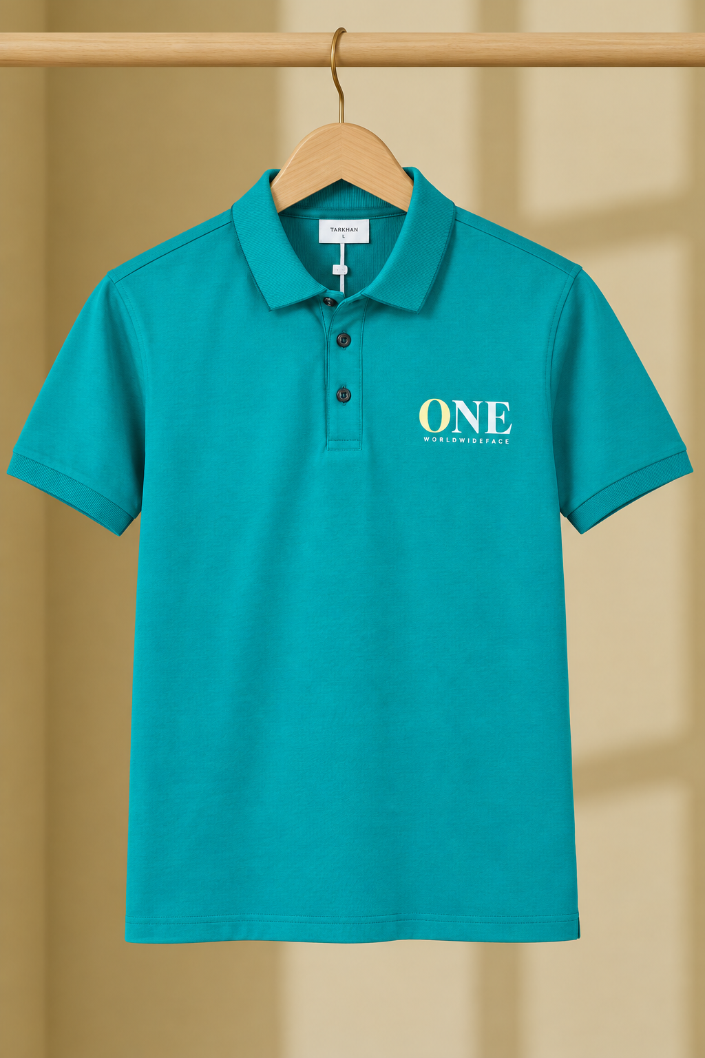 Teal Green Fabric: Cotton Piqué Polo For Mens