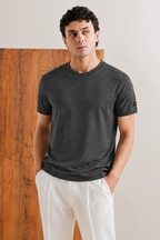 Charcoal-Grey T-Shirt Plain For Men