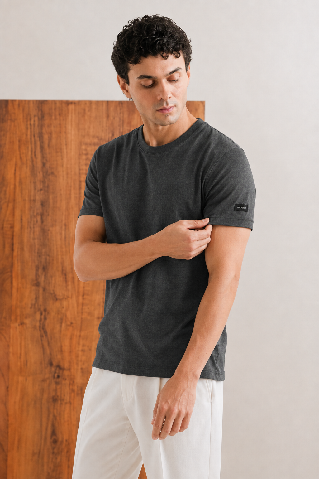 Charcoal-Grey T-Shirt Plain For Men