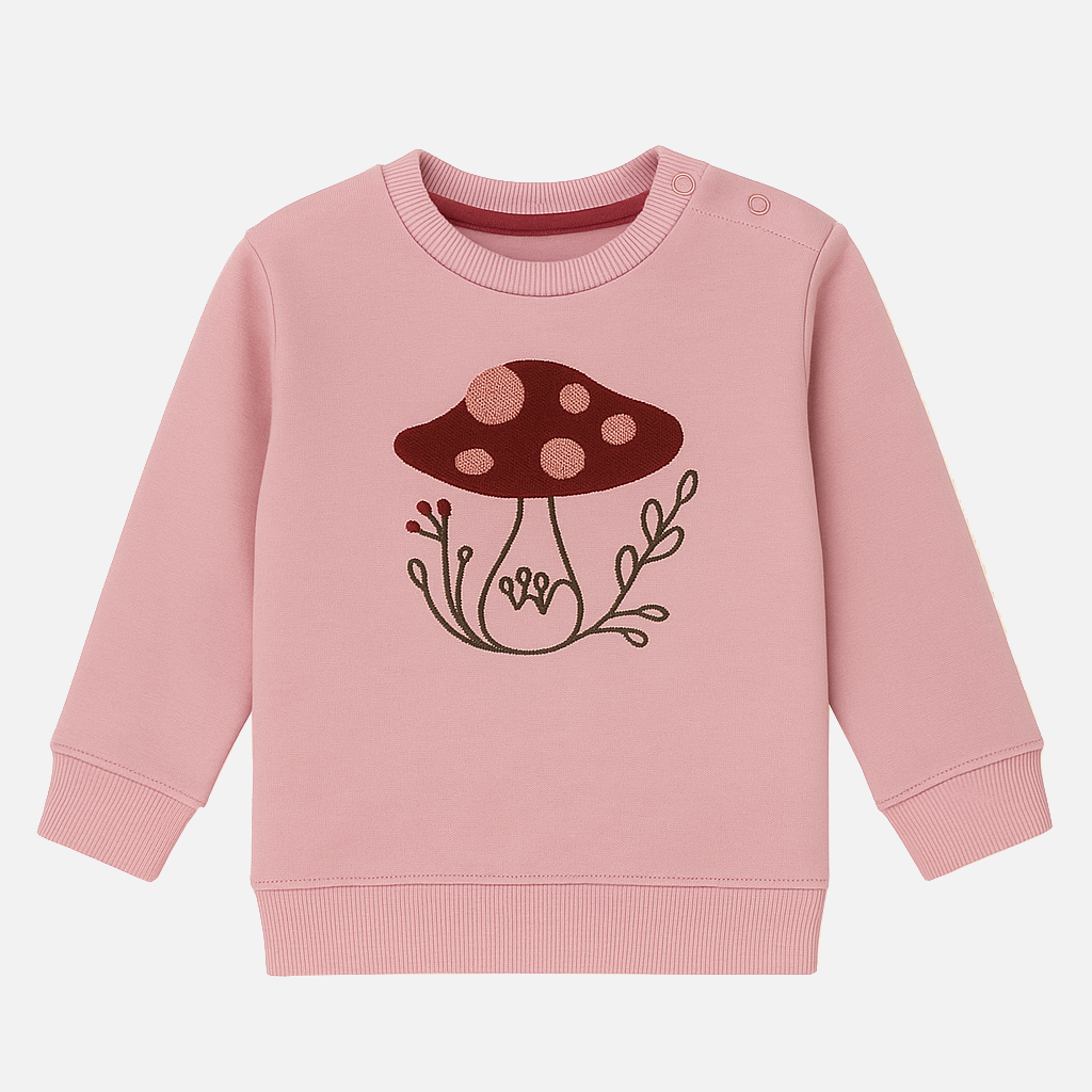 Pink Mashroom Terry Fabric Sweatshirt