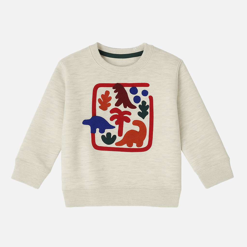 Ash White Dino Terry Fabric Sweatshirt