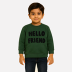 Green Hello Friend Terry Fabric Sweatshirt