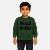 Green Hello Friend Terry Fabric Sweatshirt