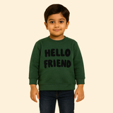 GREEN HELLO FRIEND EMBROIDERED TERRY FABRIC SWEATSHIRT