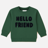 Green Hello Friend Terry Fabric Sweatshirt