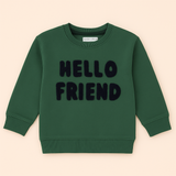 GREEN HELLO FRIEND EMBROIDERED TERRY FABRIC SWEATSHIRT