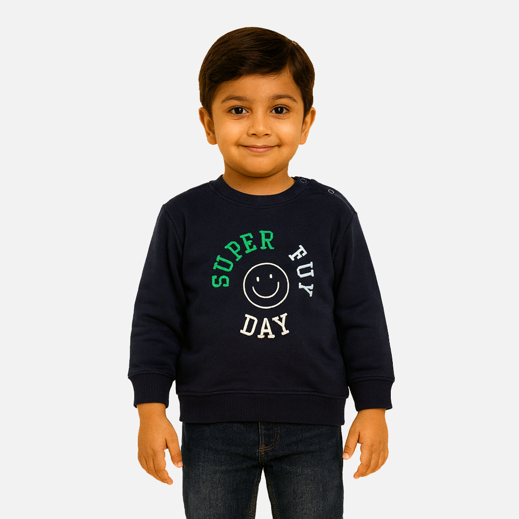 Navy Super Fun Day Fleece Fabric Sweatshirt Main image