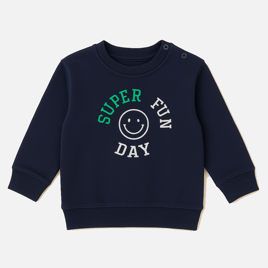 Navy Super Fun Day Fleece Fabric Sweatshirt