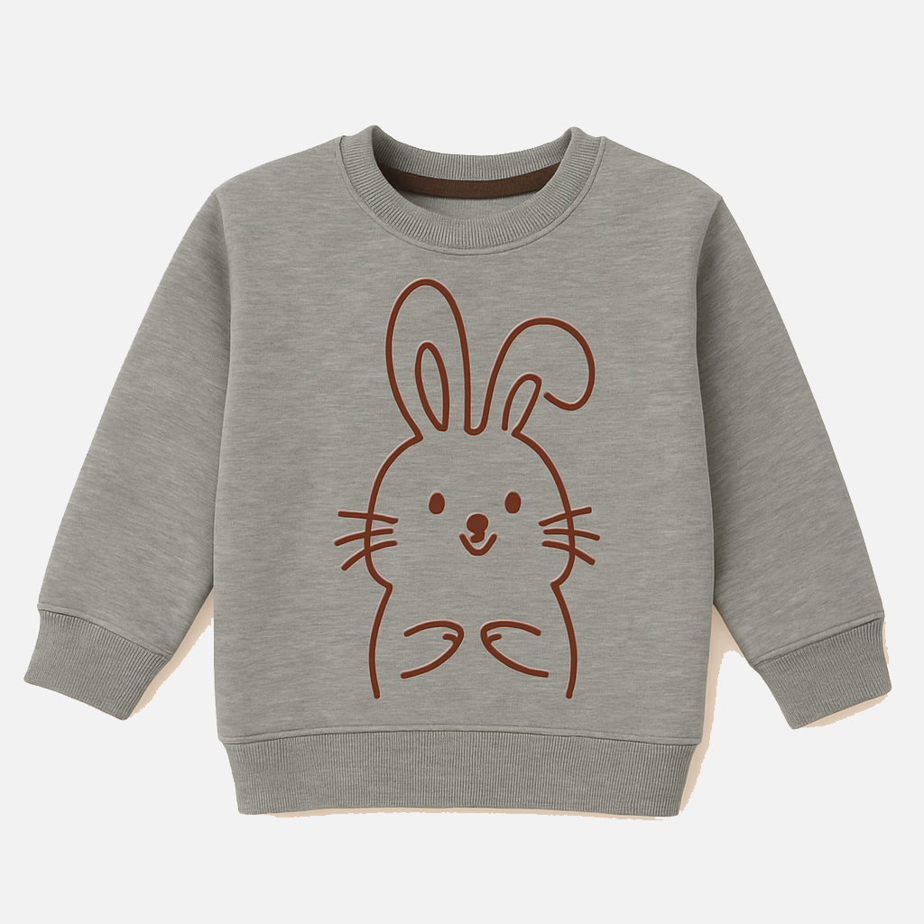 Hazel Grey Rabbit Fleece Fabric Sweatshirt