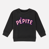 Dull Black Pepite Terry Fabric Sweatshirt