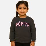Dull Black Pepite Terry Fabric Sweatshirt