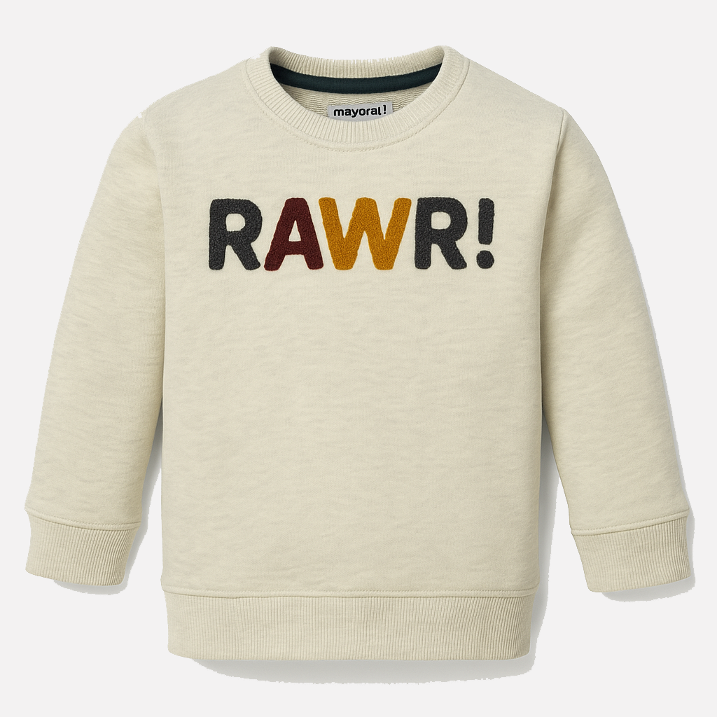Cream Rawr Fleece Fabric Sweatshirt