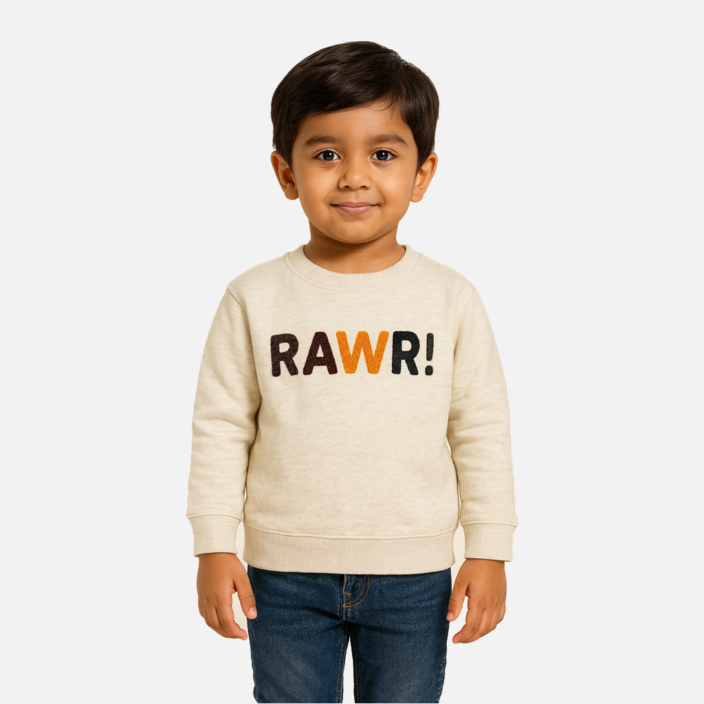 Cream Rawr Fleece Fabric Sweatshirt