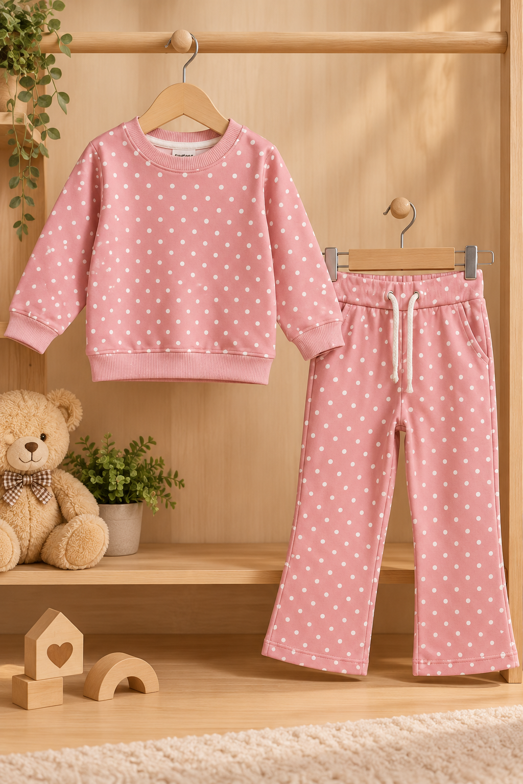 Pink Polka Dots Cozy Luxe Suit