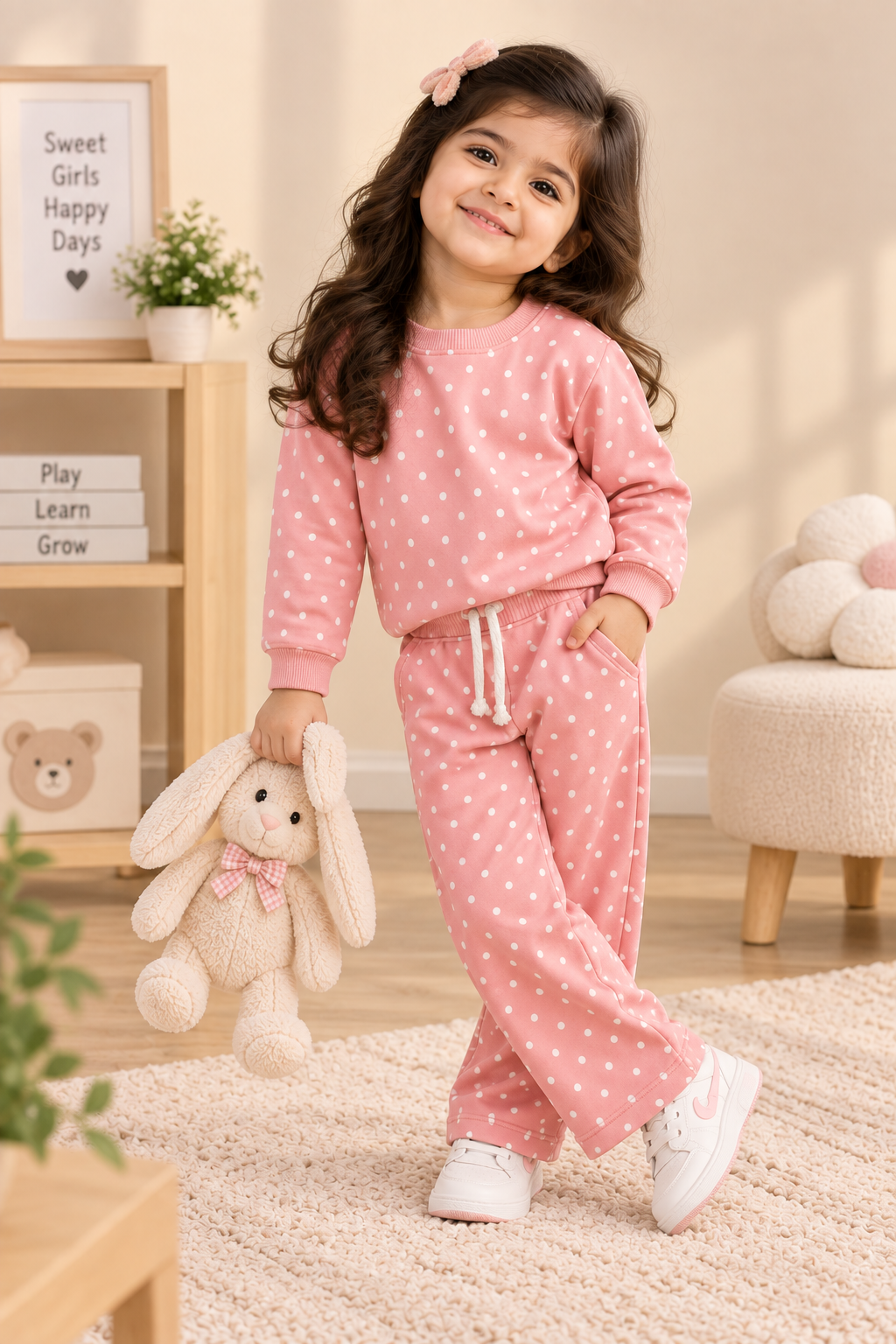 Pink Polka Dots Cozy Luxe Suit