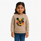 Beige Bear Face Terry Fabric Sweatshirt