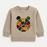 Beige Bear Face Terry Fabric Sweatshirt