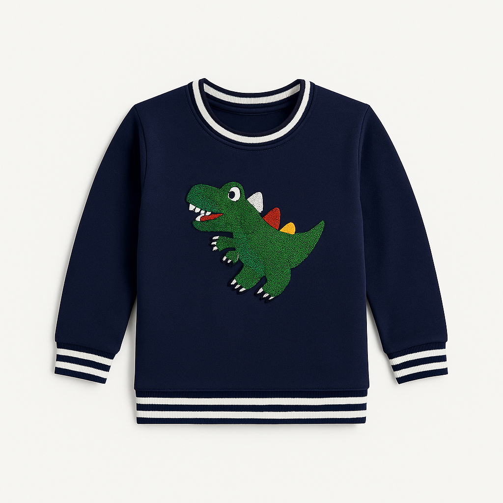 Navy Dinosaur Terry Fabric Sweatshirt