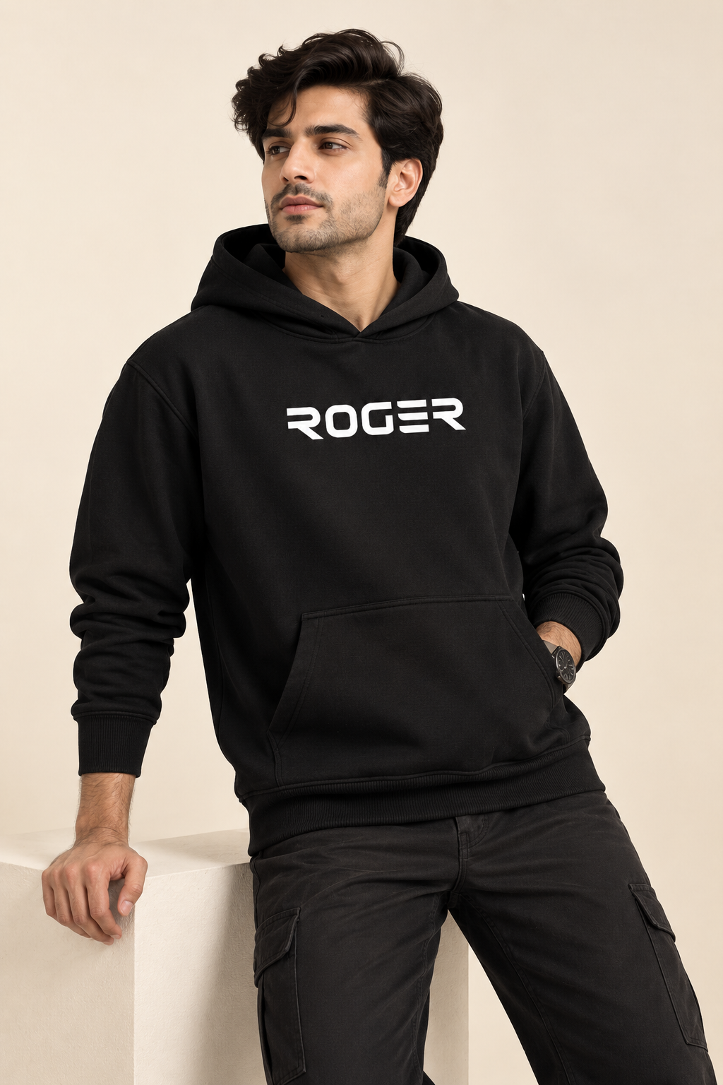 Black Roger Luxe Fleece Hoodie