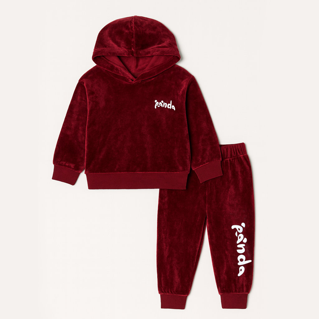 Maroon Panda Print Valour Fabric Suit For Winters