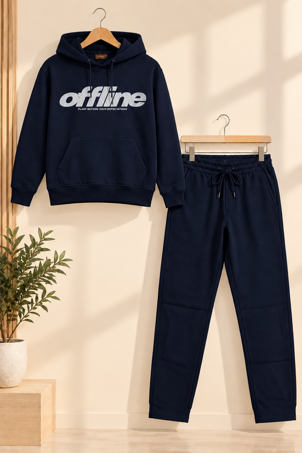 Navy Offline Warm Weave Fabric Suit
