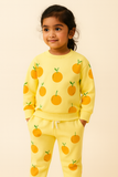 YELLOW ORANGE PRINT TERRRY FABRIC SUIT FOR WINTERS