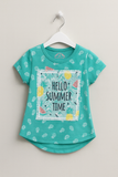 Turquoise Hello Summer Printed T-Shirt