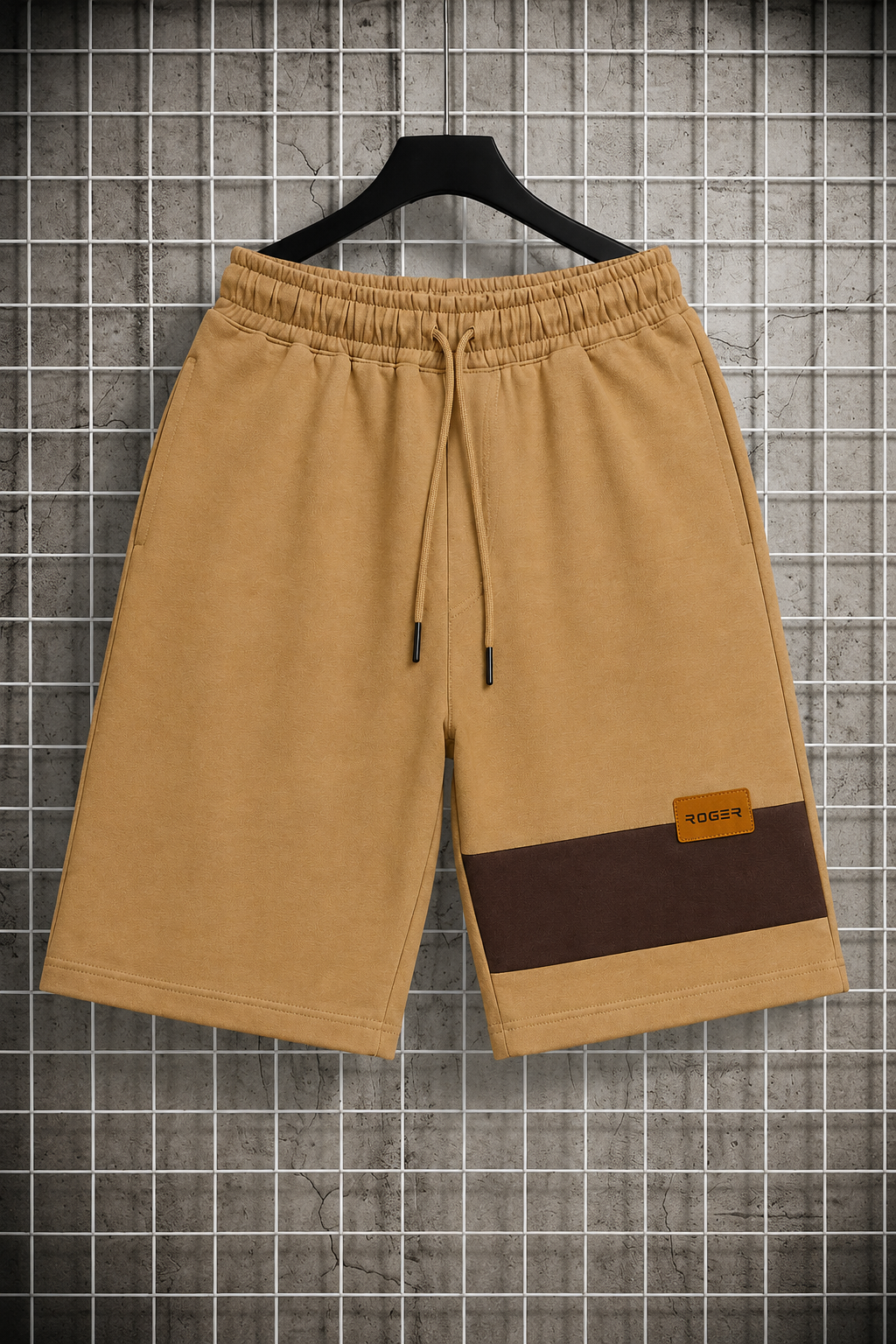 Camel Brown Double Pocket Shorts For Mens