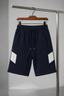 Navy Blue Double Pocket Shorts For Mens