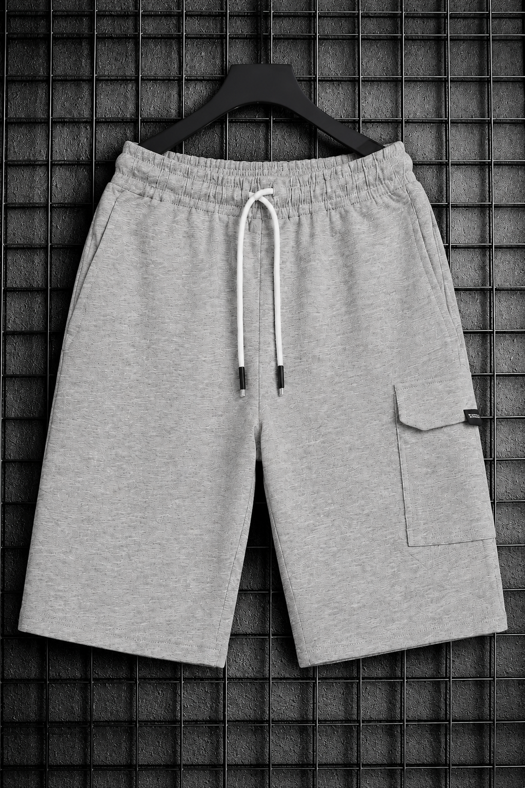 Ash Grey Cargo Pocket Shorts For Mens Secondary image