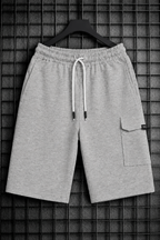 Ash Grey Cargo Pocket Shorts For Mens
