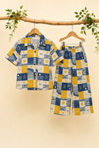 Yellow Hello Sunshine Print Co-ord Linen Fabric Suit For Girls