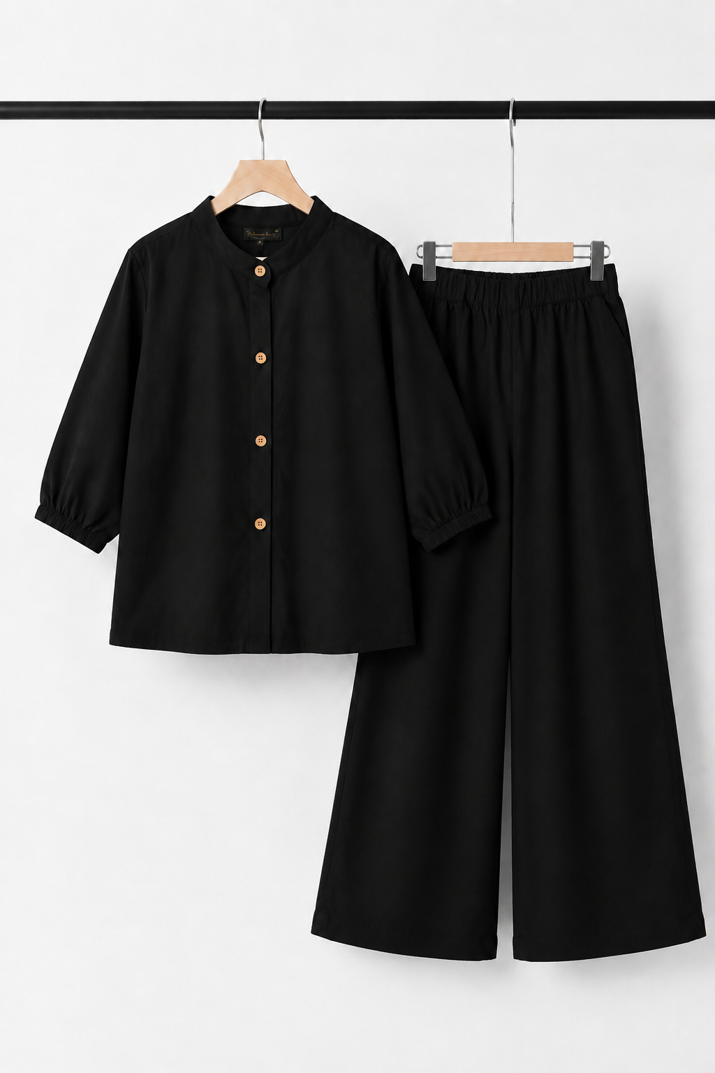 Black Plain Linen Fabric Suit For Girls