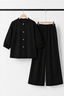 Black Plain Linen Fabric Suit For Girls