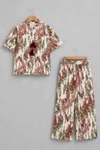 Red Dots Print Co-Ord Linen Fabric Suit