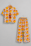 Orange Print Co-Ord Linen Fabric Suit