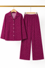 Purple Dots Print Co-ord Ribbed Fabric Suit For Girls
