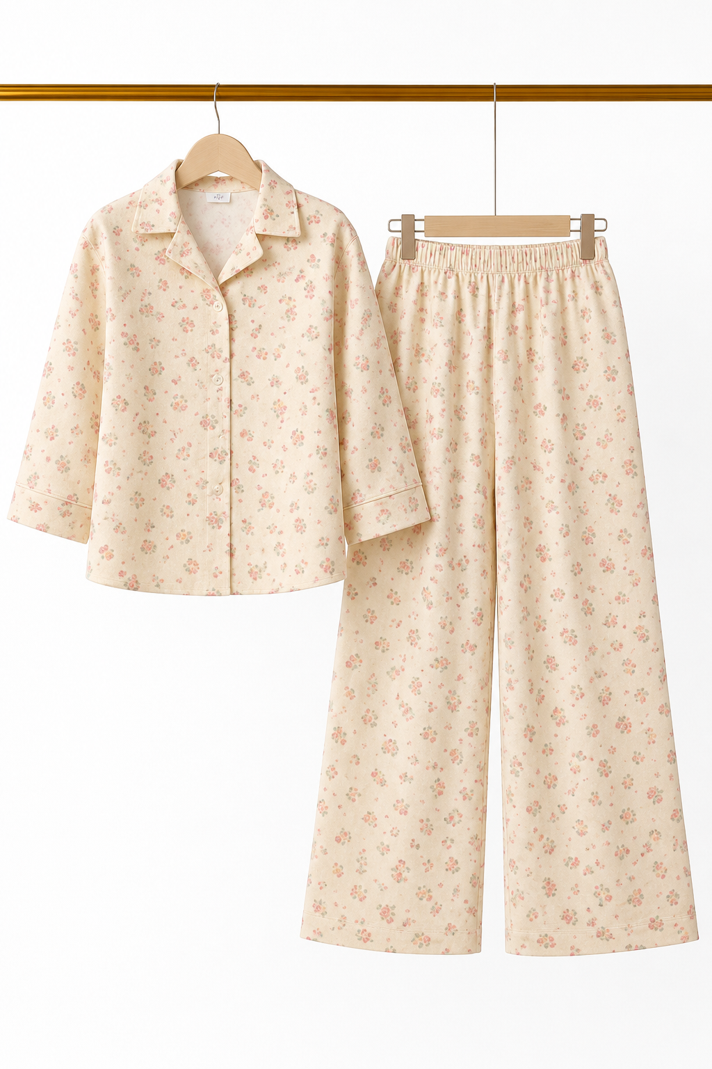 Yellow Flowers Print Co-ord Ribbed Fabric Suit For Girls Main image
