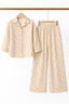 Yellow Flowers Print Co-ord Ribbed Fabric Suit For Girls