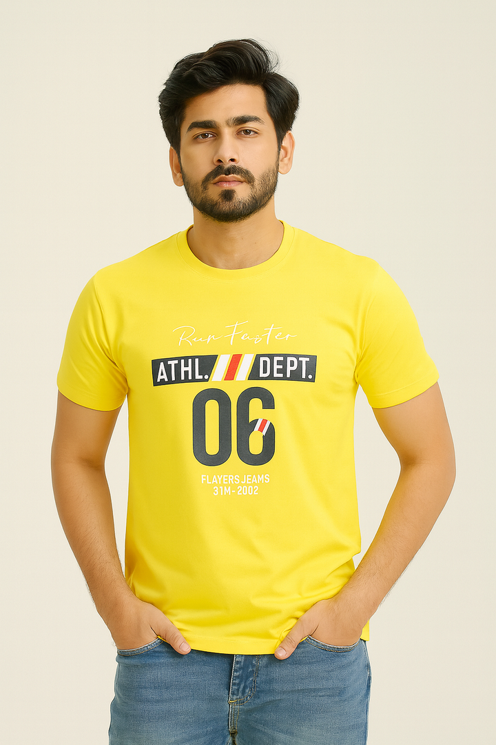 YELLOW "06" PRINT T-SHIRT FOR MEN