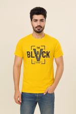 Load image into Gallery viewer, YELLOW &quot;BLACK&quot; PRINT T-SHIRT FOR MEN
