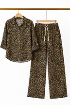 Cheetah Print Co-ord Ribbed Fabric Suit For Women