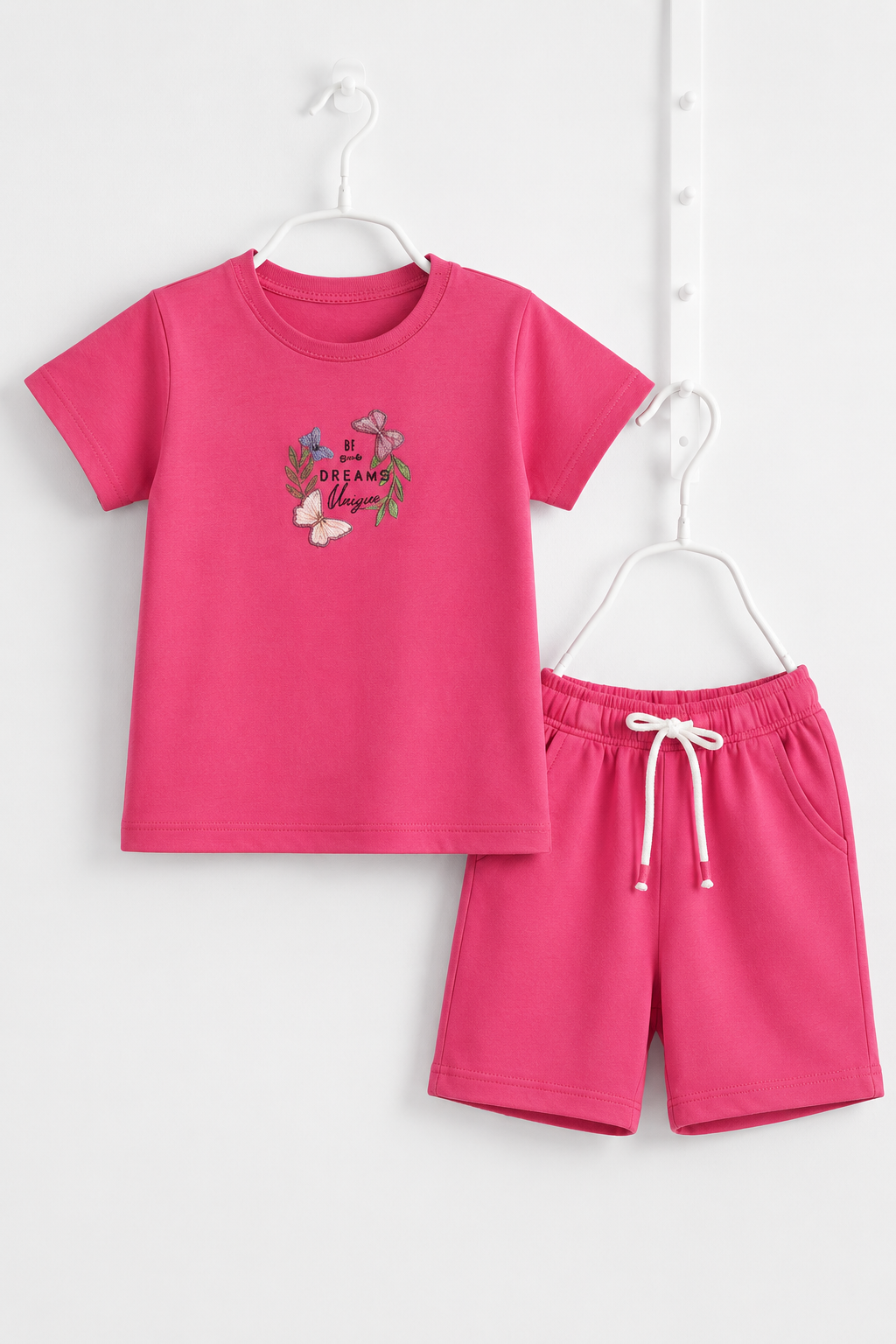 Pink Dreams Print Cotton Jersy Fabric Suit For Girls